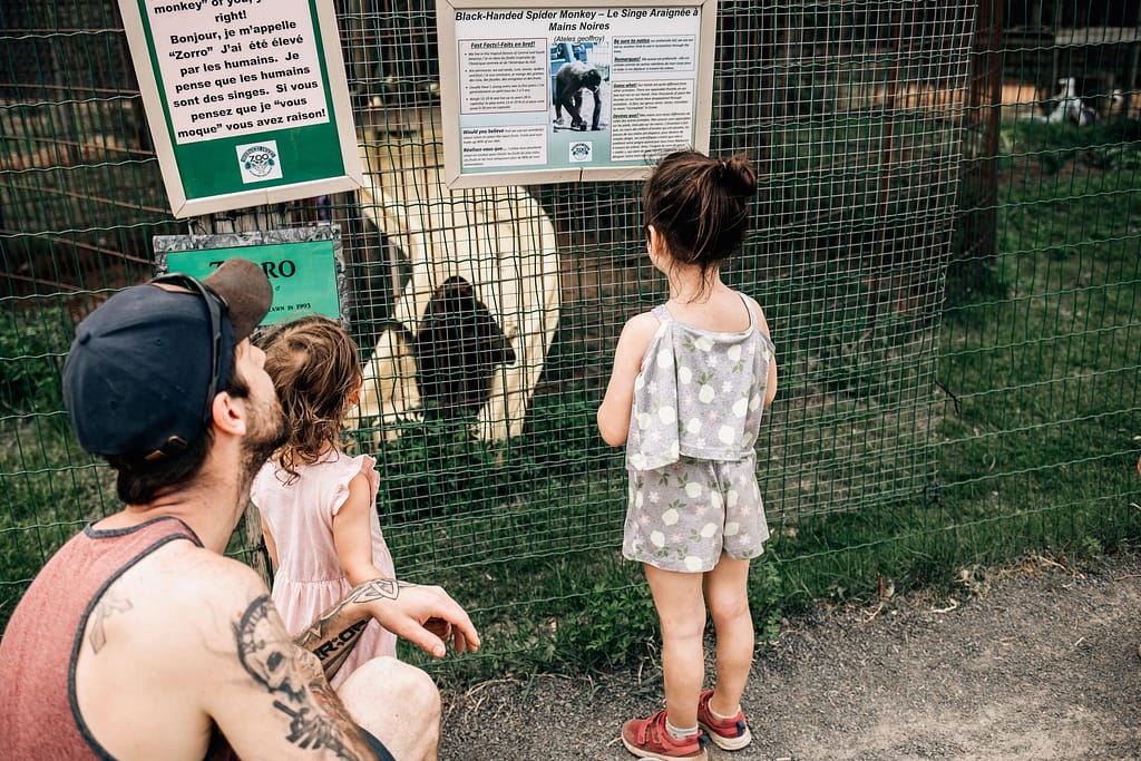 Young children visiting Oaklawn Farm Zoo in Annapolis Valley, NS